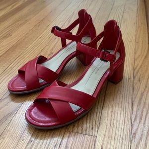 Strappy Red Block Heel Sandal